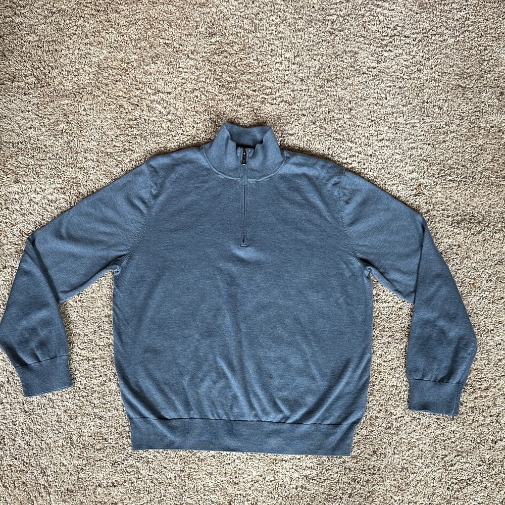 Brooks Brothers Men's Steel Blue Zip-Up Sweater